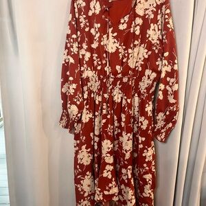 Rollee Floral Red and White Dress
